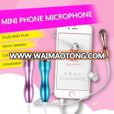 2016 3.5mm plug Mobile Phone Karaoke mini condenser microphone for Iphone